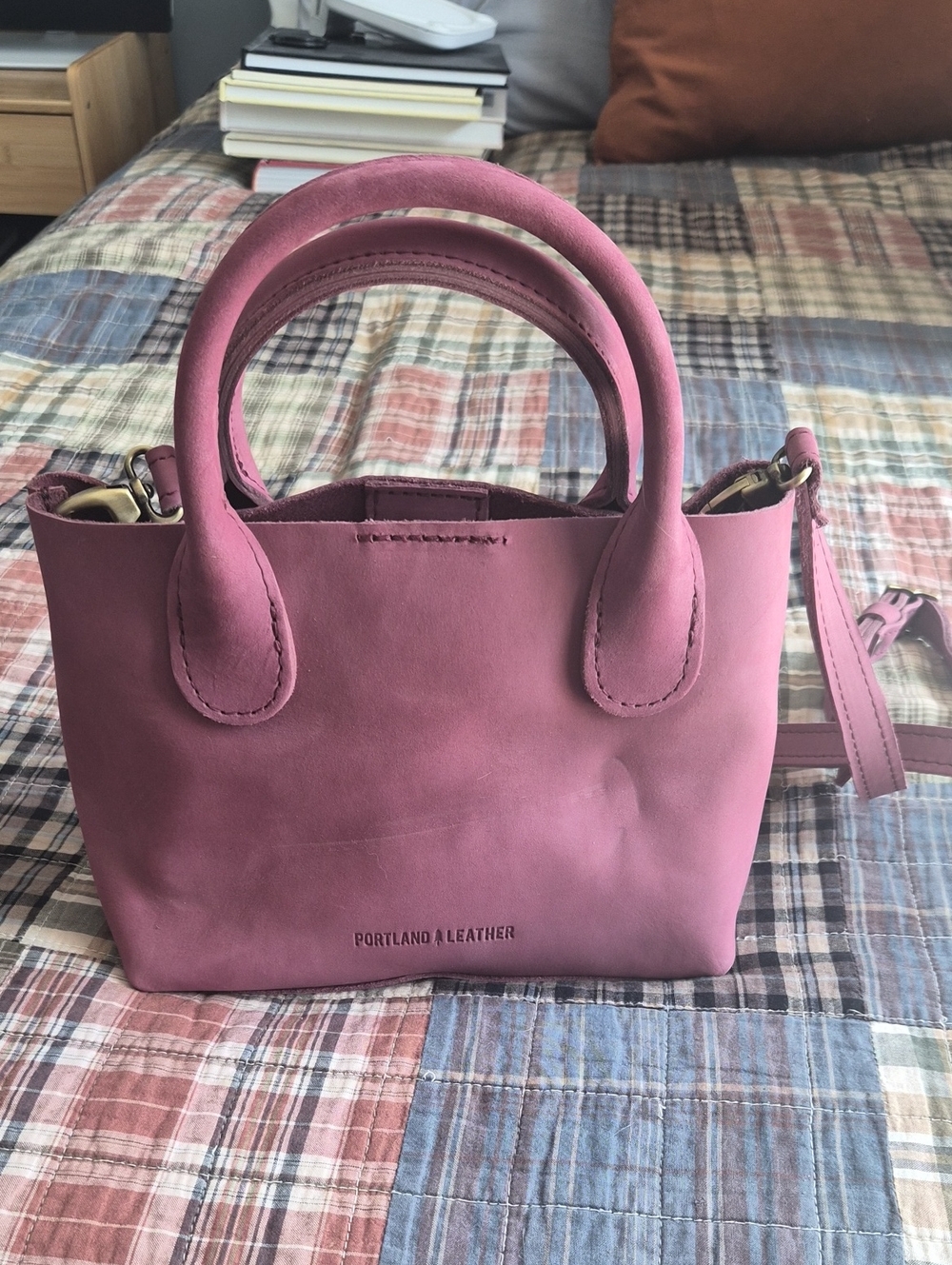 Portland Leather Mauve Pink Mini Leather Tote